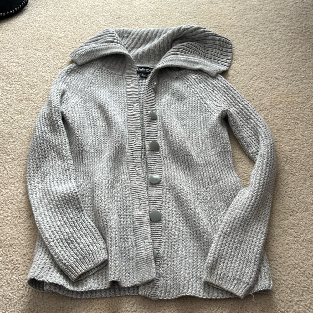 Grey button front sweater